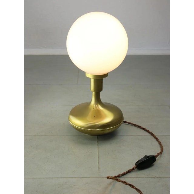Mid-Century Italian Modern Brass & Opaline Glass Table Lamp For Sale - Image 5 of 12