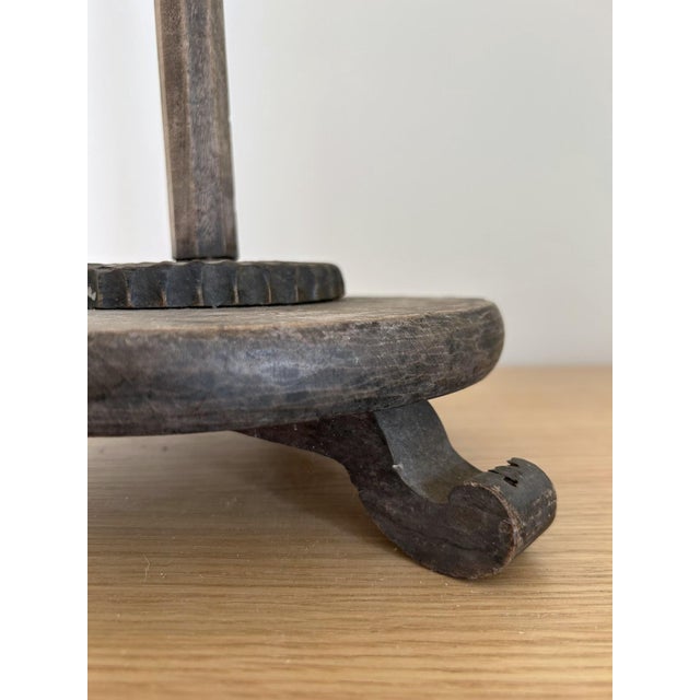 Wood Early 18th Century Primitive Wood Candlestick For Sale - Image 7 of 8