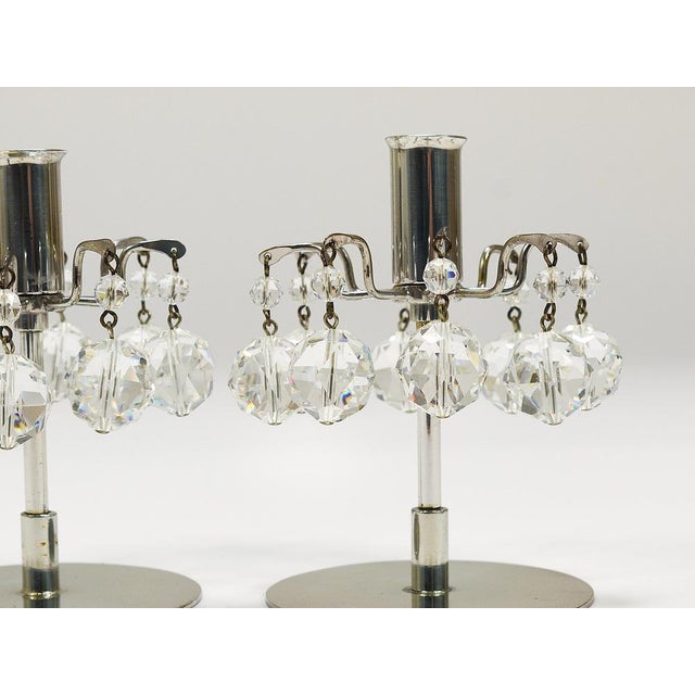 Candleholders with Faceted Swarovski Crystals from J.L. Lobmeyr, Vienna, 1980s, Set of 2 For Sale - Image 3 of 14