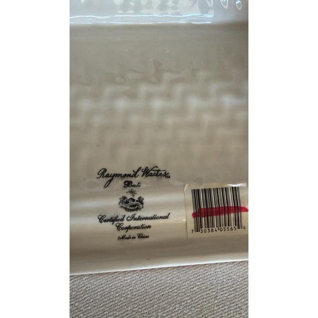 Brown Ceramic Rattan Look Tissue Box Cover For Sale - Image 8 of 10