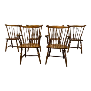 Mid 20th Century Vintage Nichols & Stone Co. Set of 6 Maple Windsor Dining Chairs