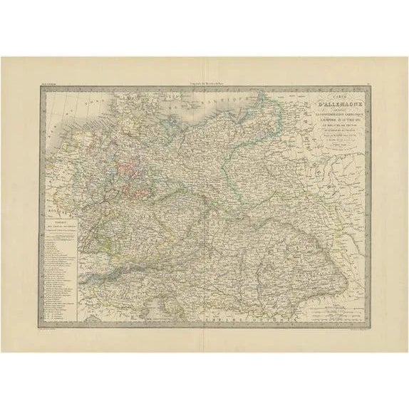 Antique Map of Germany by Cartographer Lapie, France, 1842 For Sale