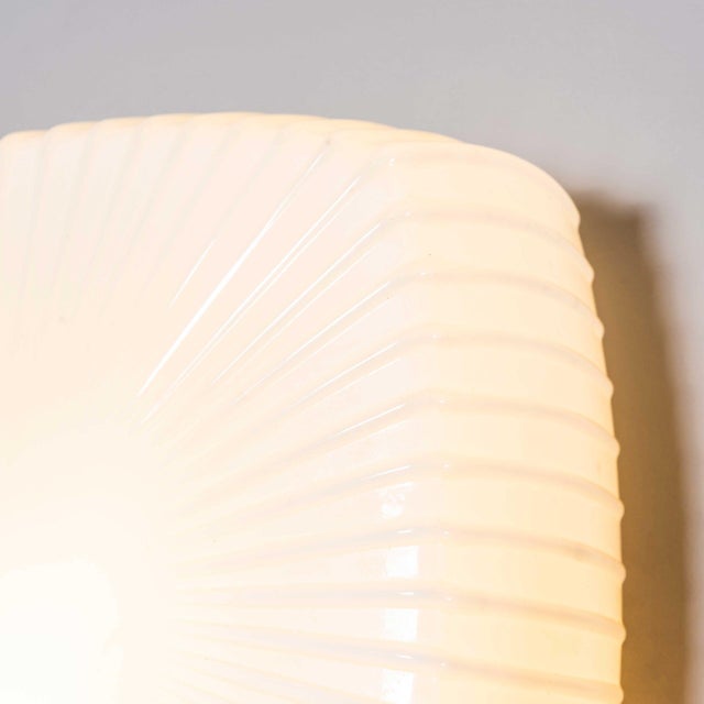 Czech Opaline Ribbed Dish Wall Lamp, 1950s For Sale - Image 7 of 10