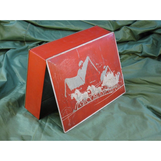 Tin / Box Nabisco Cookies or Crackers Metal Vintage Xmiss Horse Carriage For Sale - Image 10 of 16