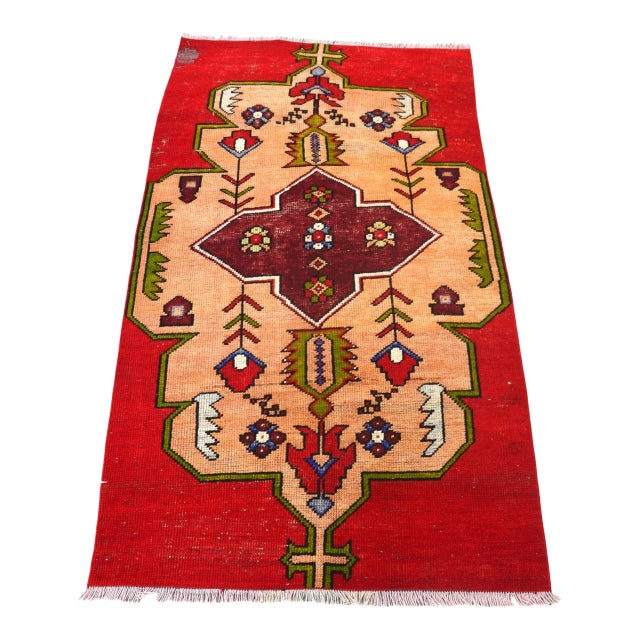 Vintage Red Small Rug For Sale