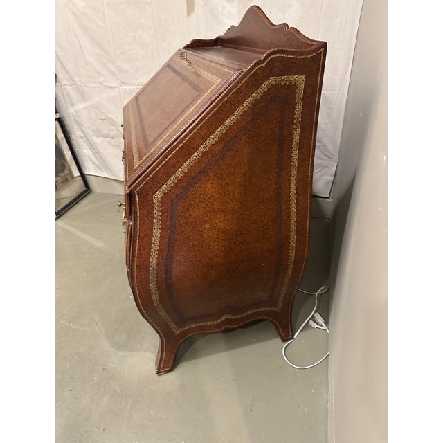 Maitland - Smith 1980s Maitland Smith Leather wrappedDrop Front Desk For Sale - Image 4 of 9