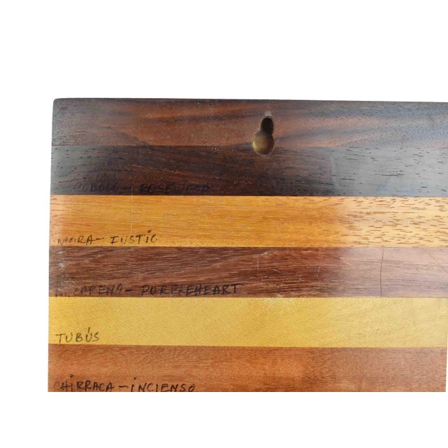 Wood 1994 Handmade Costa Rican Exotic Hardwood Sampler 14 Rare Woods Board Wall Art Signed For Sale - Image 7 of 12
