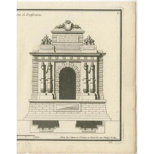 Neufforge, Neoclassical Fortified Gateways, 1770, Engraving For Sale - Image 3 of 6