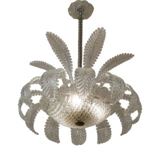 Vintage Art Deco Murano Glass Chandelier with Eighteen Leaves by Ercole Barovier, 1930s For Sale
