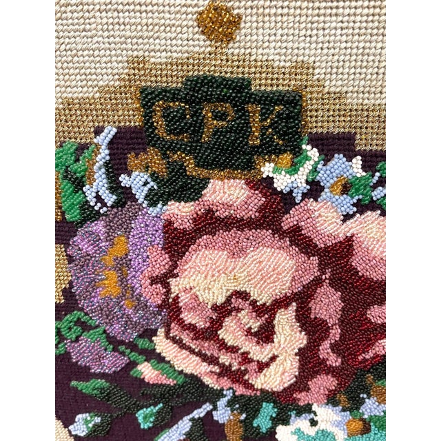 Decorative Hand-Beaded Floral Needlepoint Artwork With Original Pattern Papers and Provenance For Sale - Image 9 of 10