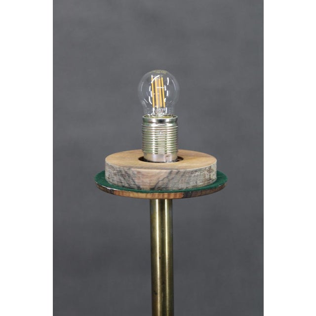 Vintage Floor Lamp in Brass Finish with Glass Shade, 1940s For Sale - Image 6 of 10