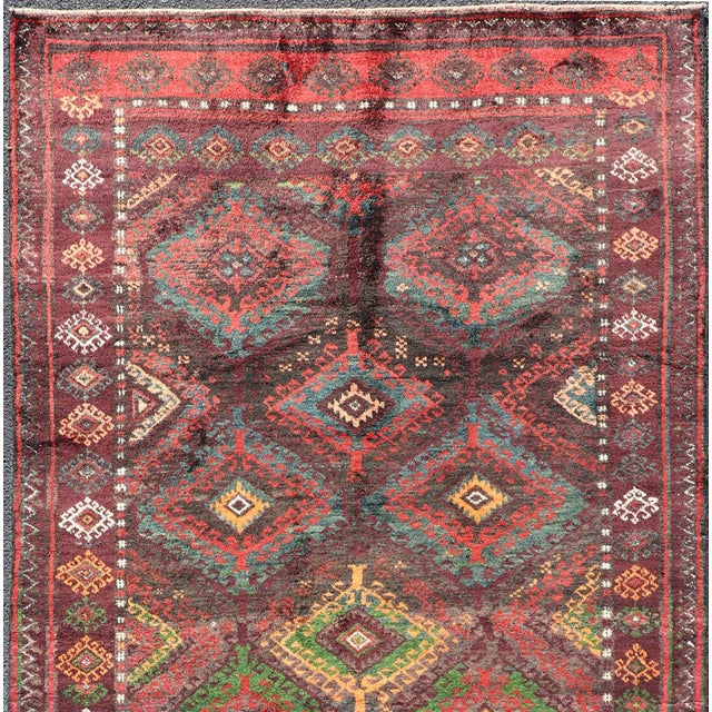 Antique Baluch Tribal Rug With All-Over Geometric in Colorful Design and Motifs 4'6 X 9'10 For Sale In Atlanta - Image 6 of 12