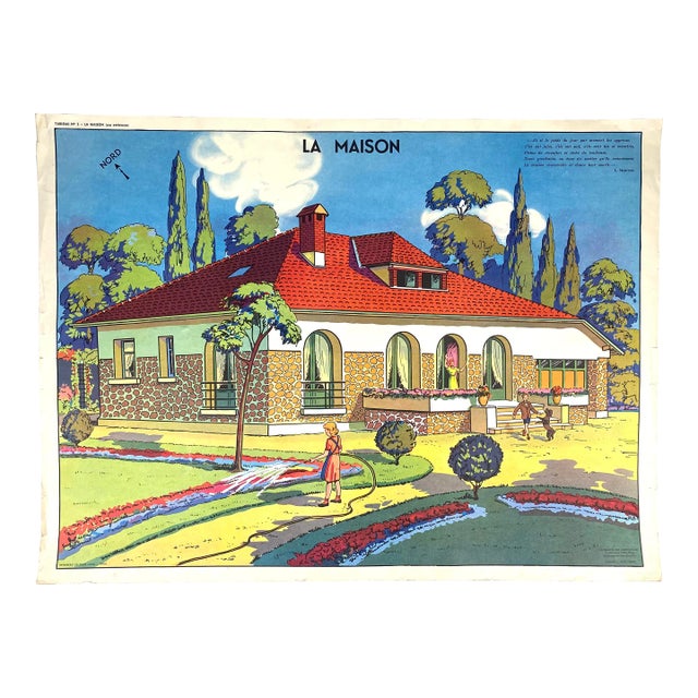 Vintage French School Poster - “La Maison” For Sale