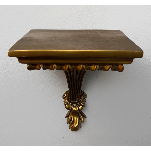 Mid 20th Century Vintage Hollywood Regency Gilt Fluted Architectural Wall Corbel Display Shelf For Sale - Image 5 of 9