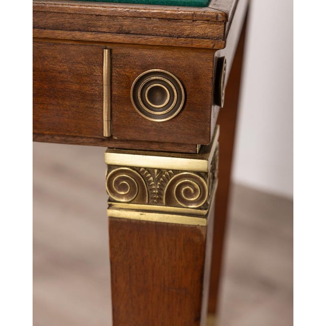 Brown Vintage Game Table in Wood and Golden Brass Italian Design, 1940s For Sale - Image 8 of 13