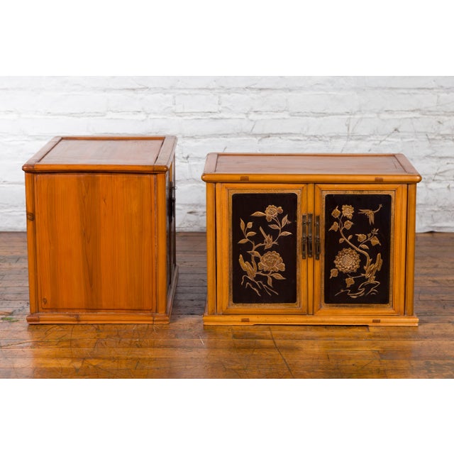 Two Chinese Qing Dynasty Fruitwood Side Cabinets with Carved Décor, Sold Each For Sale - Image 10 of 12