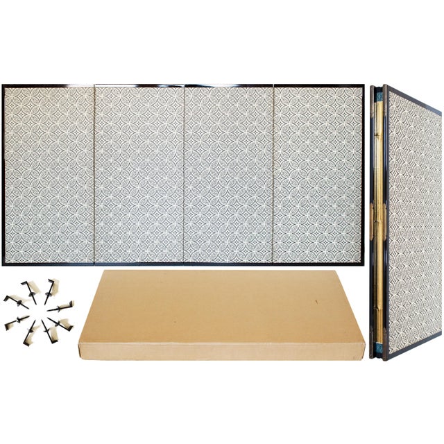 "Rinpa Iris Yatsuhashi" by Taizan, Heisei Era Japanese Painted Byobu Screen For Sale - Image 17 of 18