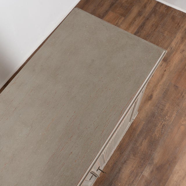 Wood Late 19th Century Swedish Gray Painted Gustavian Style Sideboard Buffet For Sale - Image 7 of 17