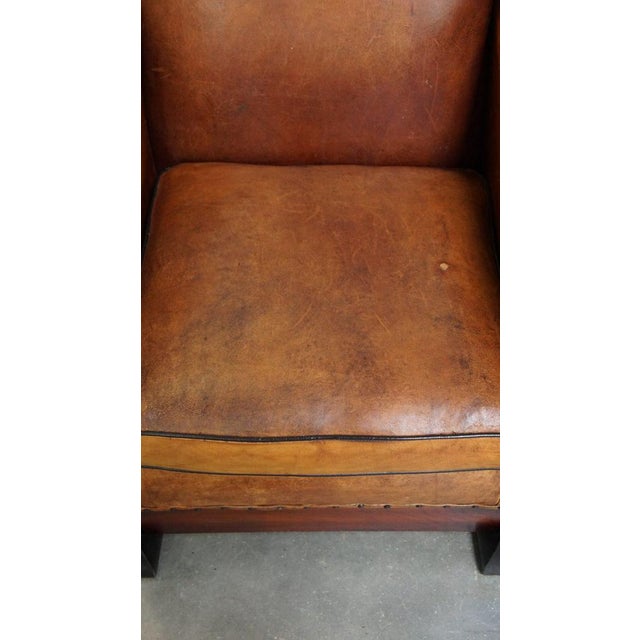 Art Deco Brown Leather Armchair For Sale - Image 6 of 14