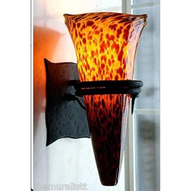 Black Hand-Blown Glass Tortoise Shell Sconces For Sale - Image 8 of 8