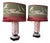 Mid-Century Modern Italian Marble Table Lamps with Bespoke Shades, 1950s, Set of 2 For Sale