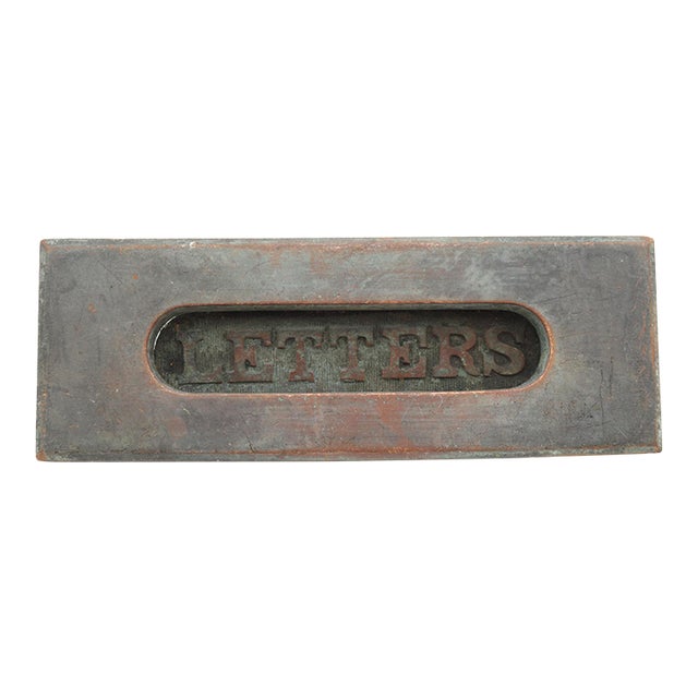 Vintage 7 In. Bronze Spring Loaded Mail Slot For Sale
