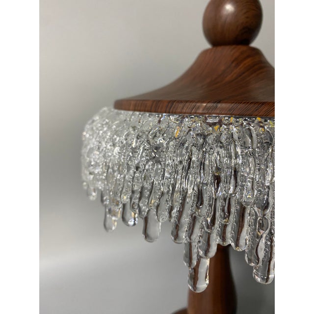 Metal Retro Wood Grain Crystal Table Lamp For Sale - Image 7 of 12