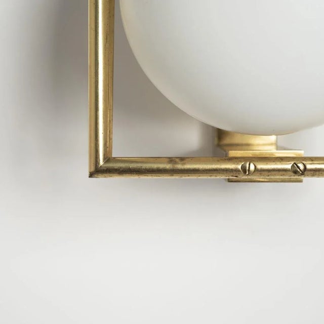 Metal Wall Lamp in Brass and Opaline Glass, Italy, 1970s For Sale - Image 7 of 9