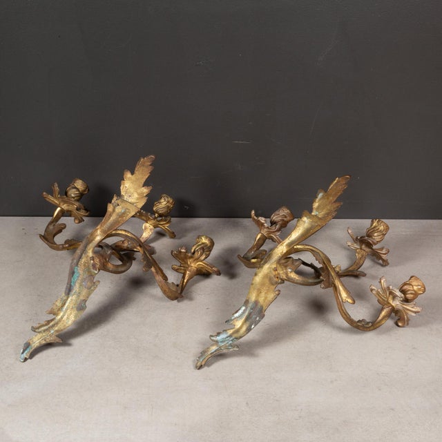 Pair of Gilt Bronze Sconces, French, Circa 1880-1900 For Sale - Image 9 of 9