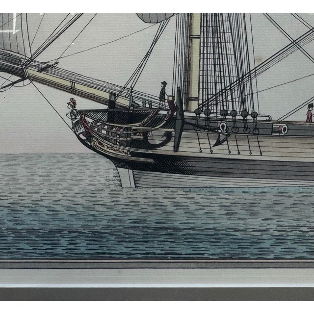 Early 20th Century Antique Framed Sailing Battleship Print Nave Il Cesare l'Augusto For Sale - Image 5 of 9