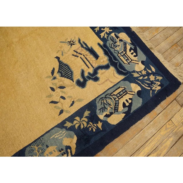 Beige 1920s Beige Open Field Traditional Antique Chinese Peking Carpet 5' X 7'10" Wool Knoted Rug For Sale - Image 8 of 9