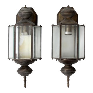 Vintage Outdoor Wall Lantern Sconces - a Pair For Sale