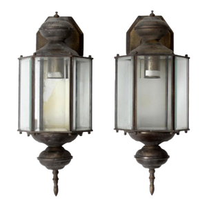 Vintage Outdoor Wall Lantern Sconces - a Pair