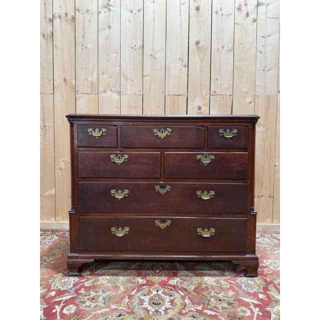Georgian Chest of Drawers in Oak and Brass For Sale - Image 10 of 10
