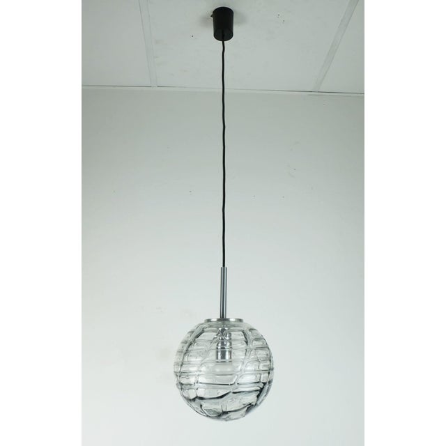 1970s Mid-Century Pendant Lamp in Clear and Smoke Grey Glass and Metal from Doria Leuchten, 1960s For Sale - Image 5 of 11