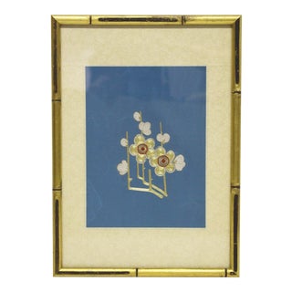 Framed Cherry Blossom Embroidered Textile For Sale