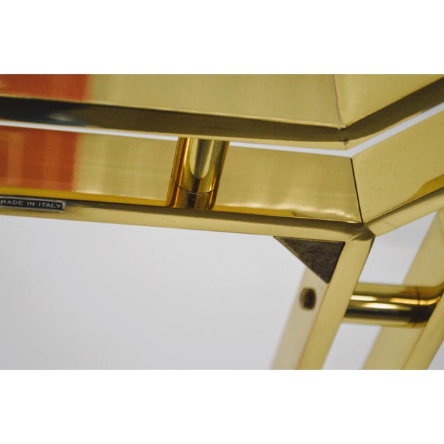 Brass Mid-Century Modern Italian Lacquered Thin Line Brass Square Spacer Coffee Table For Sale - Image 8 of 12