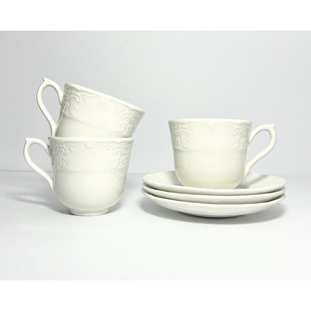 Johnson Brothers “Richmond White” 3 Ceramic Tea Cups 3” 8oz & Saucers 5 7/8” Good used condition. No chips, cracks, or...