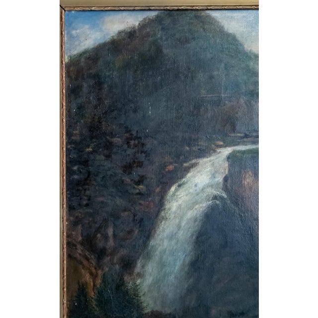 Rustic Early 20th Century Continental European Landscape Painting of Gollinger Waterfall Austria For Sale - Image 3 of 16