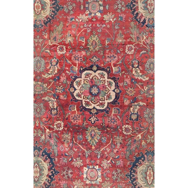 Antique Persian Sultanabad Rug in Red, Blue, Green and Large Scale Florals For Sale - Image 4 of 13