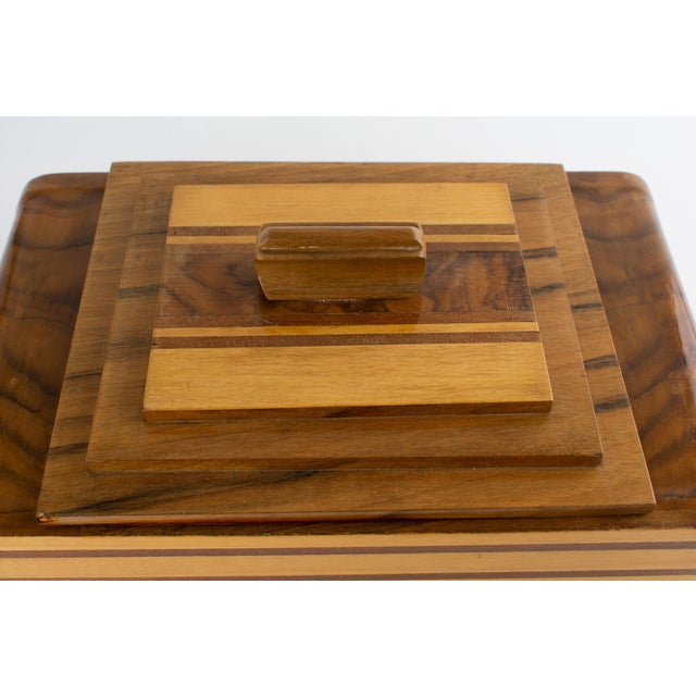 Art Deco Wood Marquetry Geometric Skyscraper Box, circa 1930 For Sale - Image 11 of 12