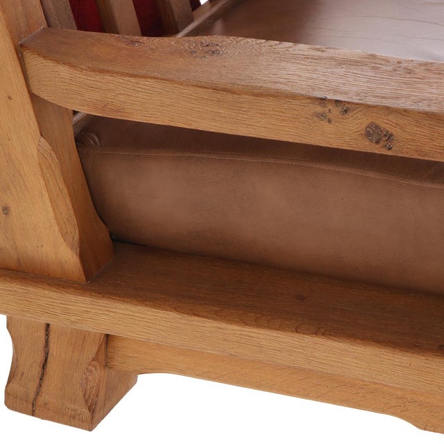 A Pair of French Heavy Oak Brutalist Style Open Arm Chairs, C. 1960. For Sale In Philadelphia - Image 6 of 7