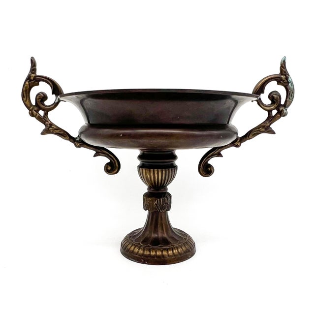 Benedict Silver Co. Antique Heavy Metal Gothic Revival Trophy Urn Bowl With Ornate Scroll Handles – Neoclassical / Gothic For Sale - Image 4 of 12
