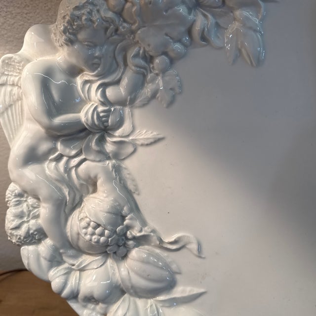 1980s Italian Ceramic Platter Made for Gumps. Fruit and Cherubs For Sale - Image 11 of 12