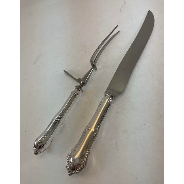 The Finest, Silver Plated Pair Carving Set, Carving Fork & Carving Knife, Chesterfield. For Sale - Image 9 of 12