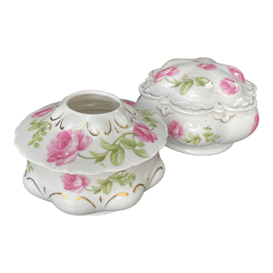 Early 20th Century Victorian Hair Receiver & Covered Trinket or Powder Box - Set of 2