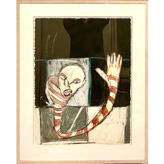 Michael Hafftka, Michael Hafftka Figurative Neo Expressionist Oil Pastel Painting The Wave, 1984-1985 For Sale