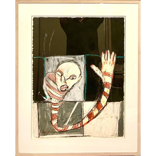 Michael Hafftka, Michael Hafftka Figurative Neo Expressionist Oil Pastel Painting The Wave, 1984-1985 For Sale