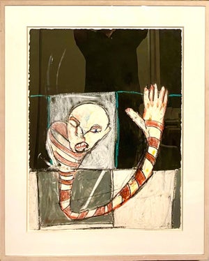Michael Hafftka, Michael Hafftka Figurative Neo Expressionist Oil Pastel Painting The Wave, 1984-1985
