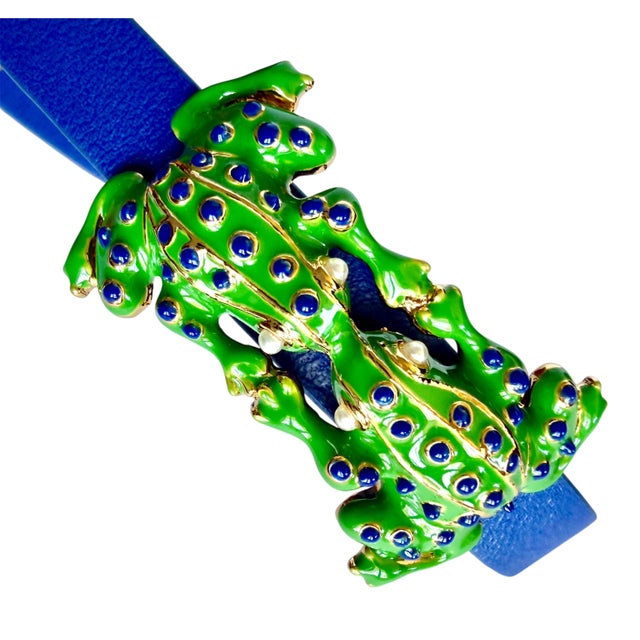 Tory Burch Frog Faux Pearl Enamel Leather Double Wrap Bracelet New For Sale - Image 9 of 14